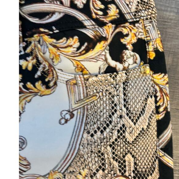 Y2K  Just Cavalli Gold Paisley Skinny Jeans Mid Rise L Studded Designer Denim - Picture 5 of 10